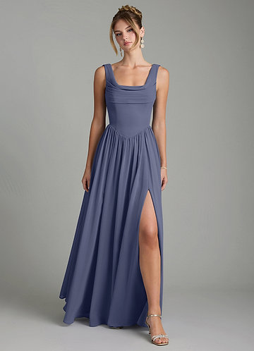 storm blue bridesmaid dresses Stormy dark dusty blue bridesmaid dresses