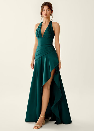 Titania Pavone Abito da ballo in raso con scollo a V e volant image1