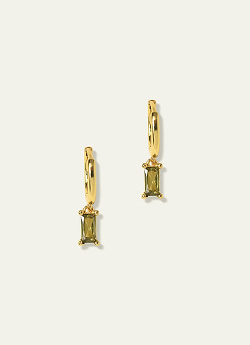 front 14K Gold Plated Birthstone Huggies