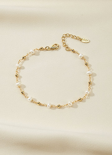 front Gold Beads Pearl Bracelet