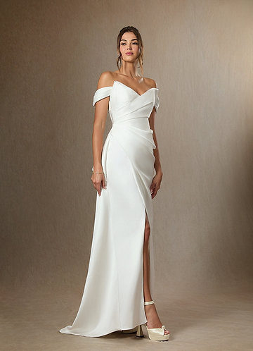 Azazie Kalise Robe de Mariée Robe Sirène en Satin double face Sans bretelle Blanc De Diamant image1