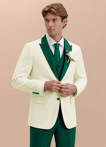 front Adrian Emerald Shawl Lapel Structured Stretch Tuxedo Jacket