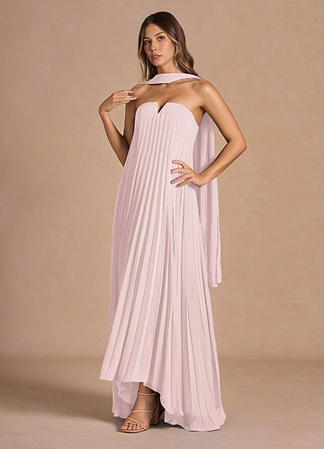 Nahla Powder Pink Allover Pleated Maxi Dress image1