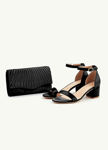 front Matching Color Metallic Satin Sandals Envelope Clutch Set
