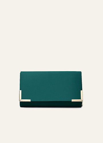 front Matching Color Matte Satin Envelope Clutch Bag