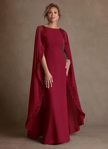 Azazie Artemisia Mother of the Bride Dresses Vestido Borgonha de Chiffon de Bainha com Renda image1