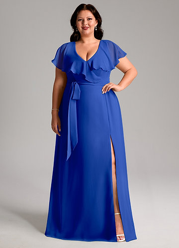 green emerald velvet dress Idia Plus Size Evening Gown in Royal Blue