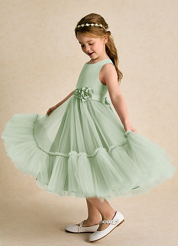 美品 ANDRESD taffeta tulle vest set dress Azazie Vi Dusty Sage A-Line Sleeveless Tulle Dress | Azazie CA