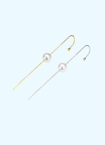 front_Unilateral Floating Pearl Earrings