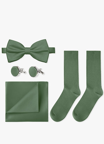 front Conjunto de pajarita, pañuelo de bolsillo, gemelos y calcetines a juego