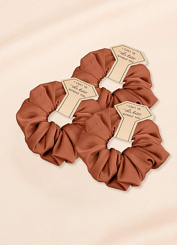 front Matching Color Three-Piece Bridesmaid Stretch Satin Over Size Scrunchie Set
