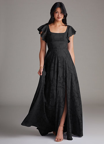 Black Floral Burnout Bridesmaid Dresses | Azazie Black Floral Burnout Bridesmaid Dresses | Azazie