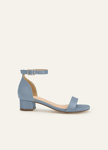 front Matching Color Matte Satin One Strap Girls' Heel Sandals