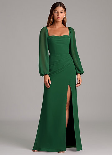 slim fit dress slacks TH&TH Camilla Long Sleeve Velvet Bridesmaid Dress In Forest Green – TH and  TH