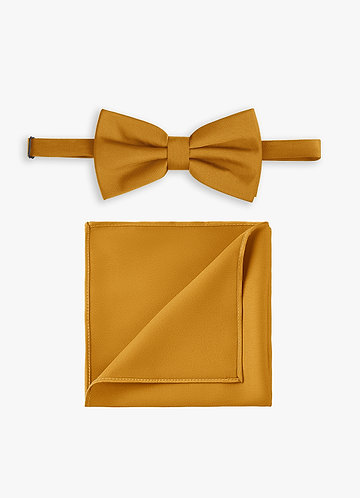 front Conjunto de gravata borboleta e lenço de bolso de cetim elástico