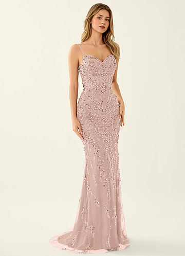 Zivah Rosa Vestido de baile sereia com espartilho bordado e fechamento em cadarço nas costas image1