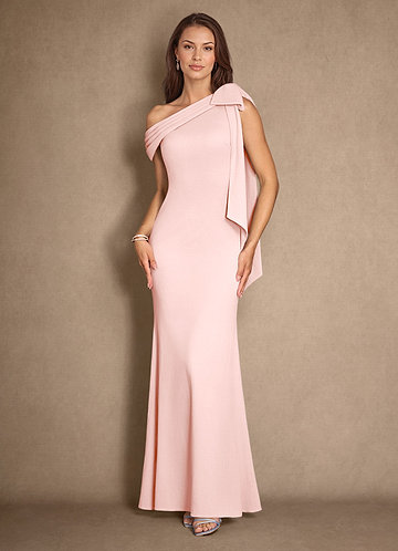 Azazie Myers Mother of the Brides Dresses Blushing Pink Mermaid Pleated Stretch Crepe Dress image1
