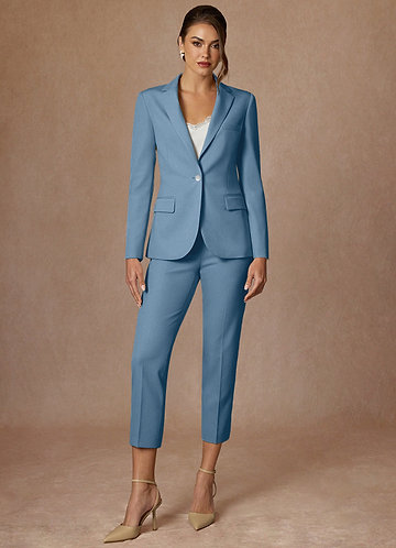 front Kennedy Steel Blue Structured Stretch Blazer