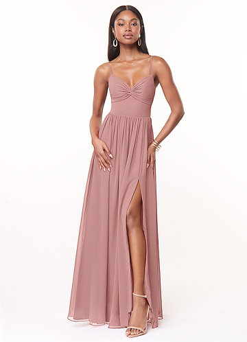 blue dress for baby girl Elegant A-line One Shoulder Coral Chiffon Long Bridesmaid Dress –  misshow.com