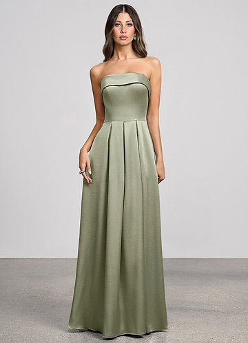 Isolde Dusty Sage Luminous Satin Maxi Dress image1