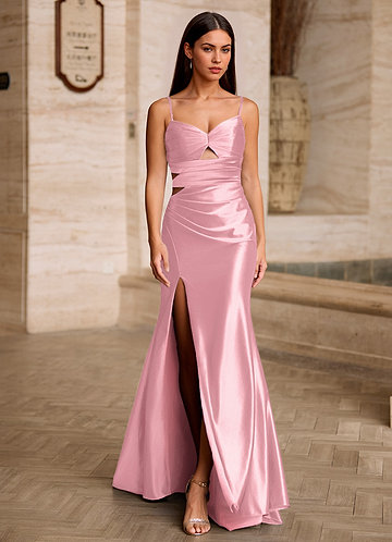 Celeste Rose Rougissant Robe de bal en satin à corset découpé image1