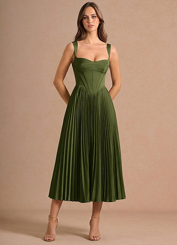 Avenelle Midi Klänning Oliv front