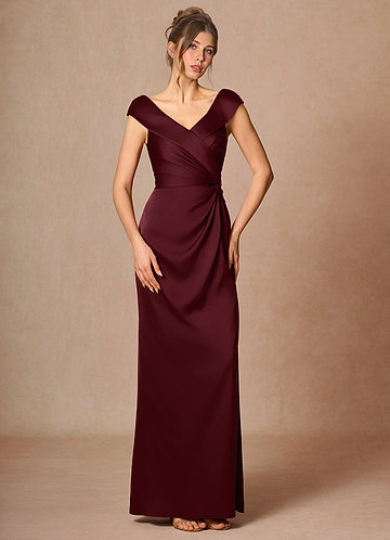 fitted lace wedding dress Women Solid Maroon V-Neck Cold-Shoulder Maxi Dress main image 1
