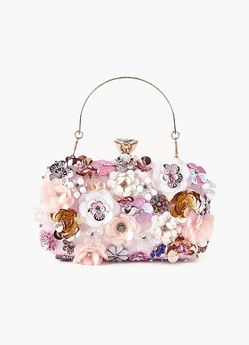 front Clutch versierd met pailletten en bloemen