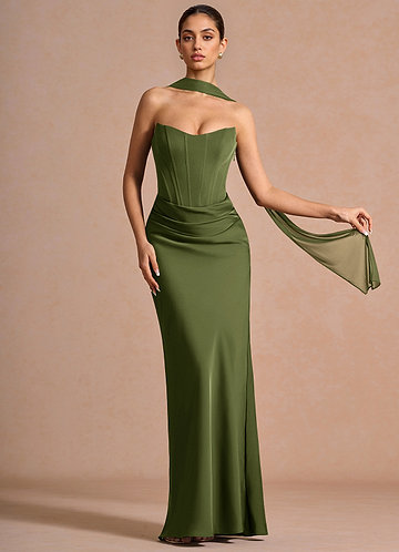 green emerald velvet dress Long Glitter A-Line Prom Dress with Embroidered Bodice Hunter Green / 2XLarge