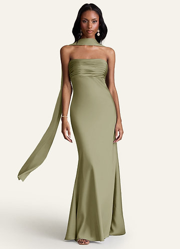 front Azazie Matchande färg stretchig satinhalsduk