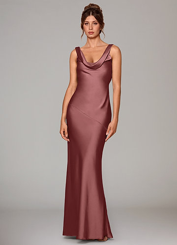 Azazie Rylina Bridesmaid Dresses Amethyst Mermaid Stretch Satin Dress image1