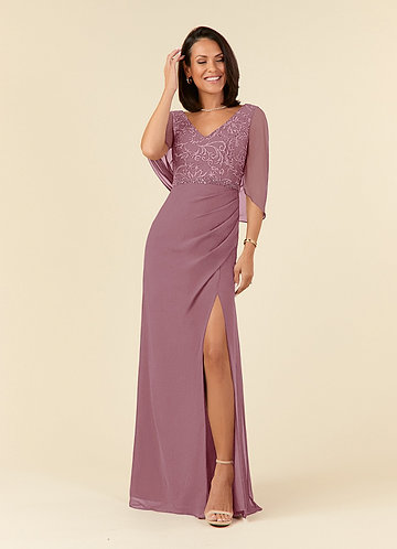 Azazie Laina Mother of the Brides Dresses Vintage Mauve Mermaid Lace Chiffon Dress image1