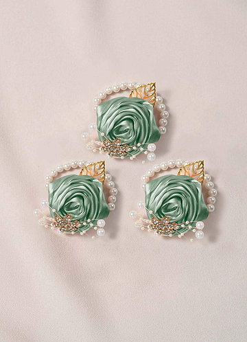 front 3PC Matching Color Bridesmaids Wrist Corsage with Pearl Bracelet