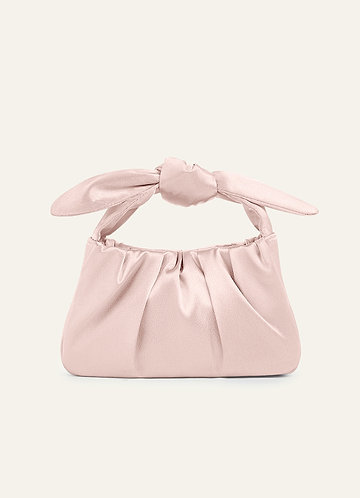 front Matchende farve Metallic Satin Knotted Håndtaske