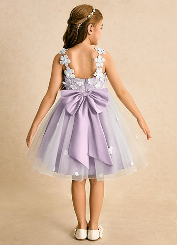 Azazie Junebug Flower Girl Dresses Vestido Marfim Lilás Fosco de Tule de Vestido de baile com Renda image1