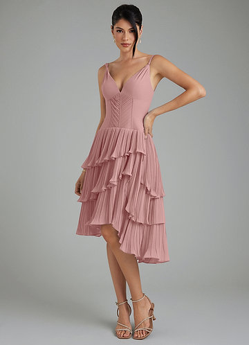asymmetric midaxi dress in dusty pink Baby Pink Strappy Asymmetric Midaxi Dress