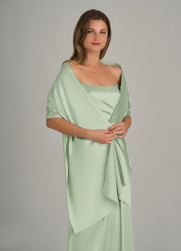 front Azazie Matching Color Ireland Metallic Satin Shawl