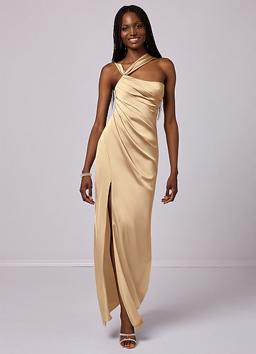 Barbie ♥ Azazie Bridesmaid Dresses Mermaid One Shoulder Stretch Satin Floor-Length Dress image1
