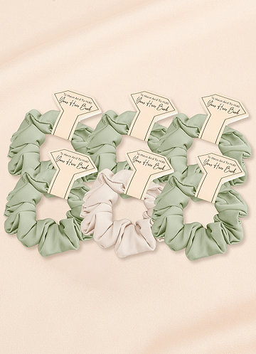 front Matching Color Six-Piece Mixed Color Bridesmaid Stretch Satin Regular Size Scrunchie Set