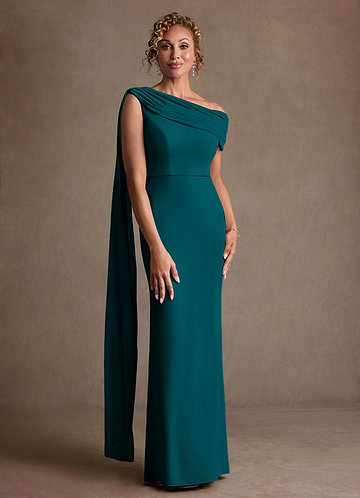 Azazie Bassi Mother of the Brides Dresses Peacock Mermaid Off the Shoulder Mesh Dress image1