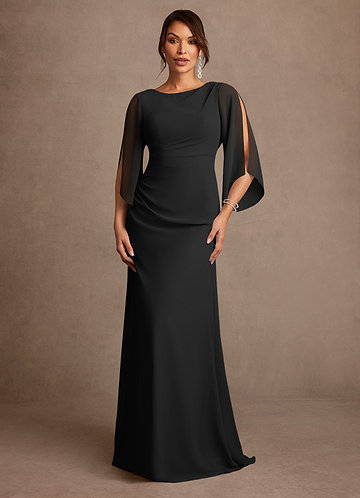 Anaheim Mother of the Brides Dresses Black A-Line Pleated Chiffon Dress image1