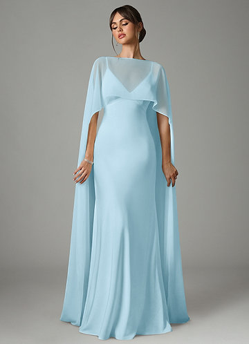 Azazie Stefania Bridesmaid Dresses Sky Blue A-Line Stretch Satin Dress image1