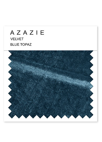 front Azazie Velvet Swatch Blå Topas