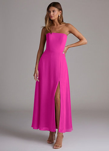 Azazie Wren Bridesmaid Dresses Vestido Fúcsia de Chiffon de Linha A com Sem alças image1