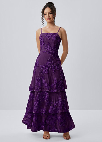 Araceli Pruim Stretch maxi-jurk met 3D-bloemen en kant image1