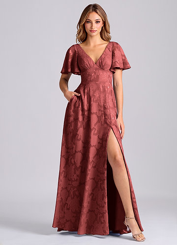 Terracotta Floral Burnout Bridesmaid Dresses