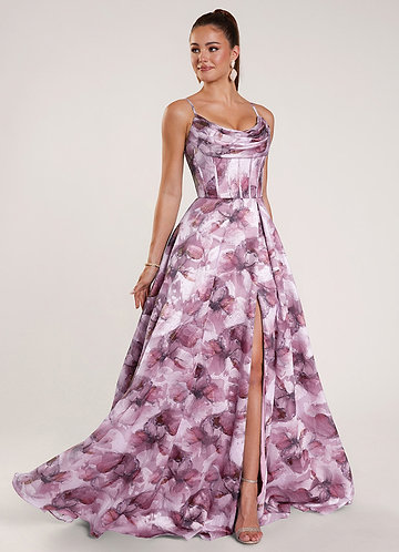 Zephyrine Zakurzony Róż Suknia balowa z gorsetem i żakardem w kwiatowy wzór image1