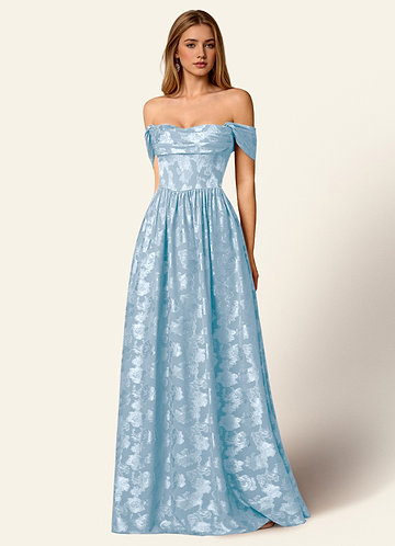 Briar Pó Azul Vestido de baile longo plissado image1