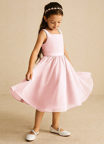 Azazie Ari Flower Girl Dresses Blushing Pink A-Line Sleeveless Chiffon Dress image1