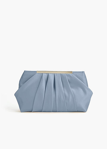 front Matching Color Matte Satin Pleated Clutch